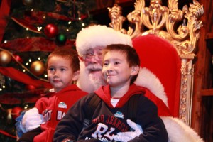 2012 christmas town hunter and ethan with santa